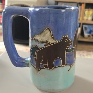 Handcrafted Blue Ceramic Bear Mug
